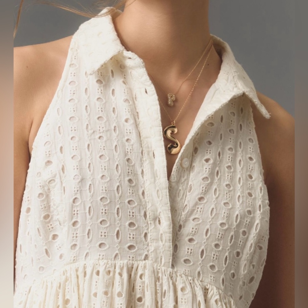 Anthropologie Maeve Halter Eyelet Mini Dress Medium NWT - Picture 2 of 10